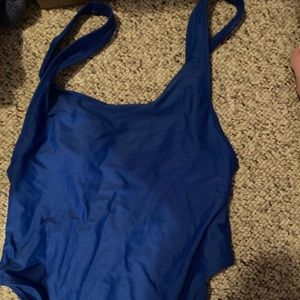 Royal blue one piece open v back